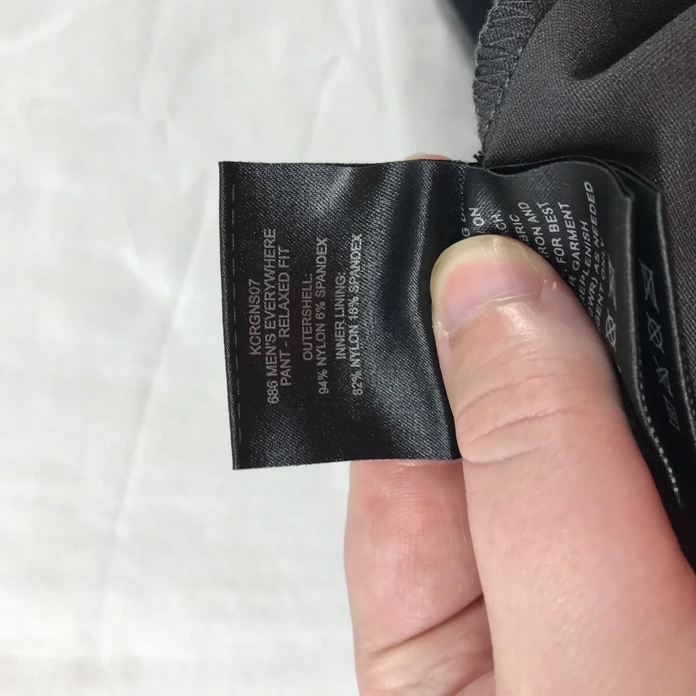 686 Everywhere Pant Relaxed Fit Charcoal Grey Mens 38x34 New NWT KCRGNS07